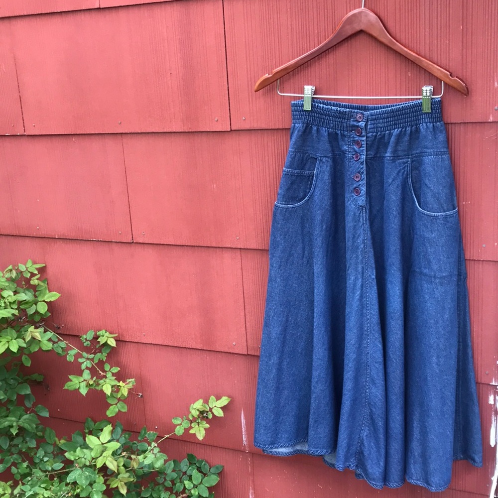 Long vintage light weight denim circle skirt DVF
